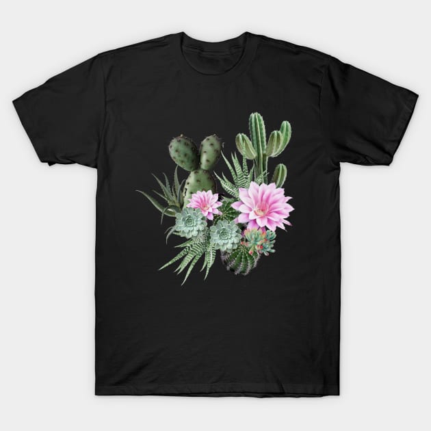 Cactus succulents plants watercolor flower T-Shirt by Collagedream